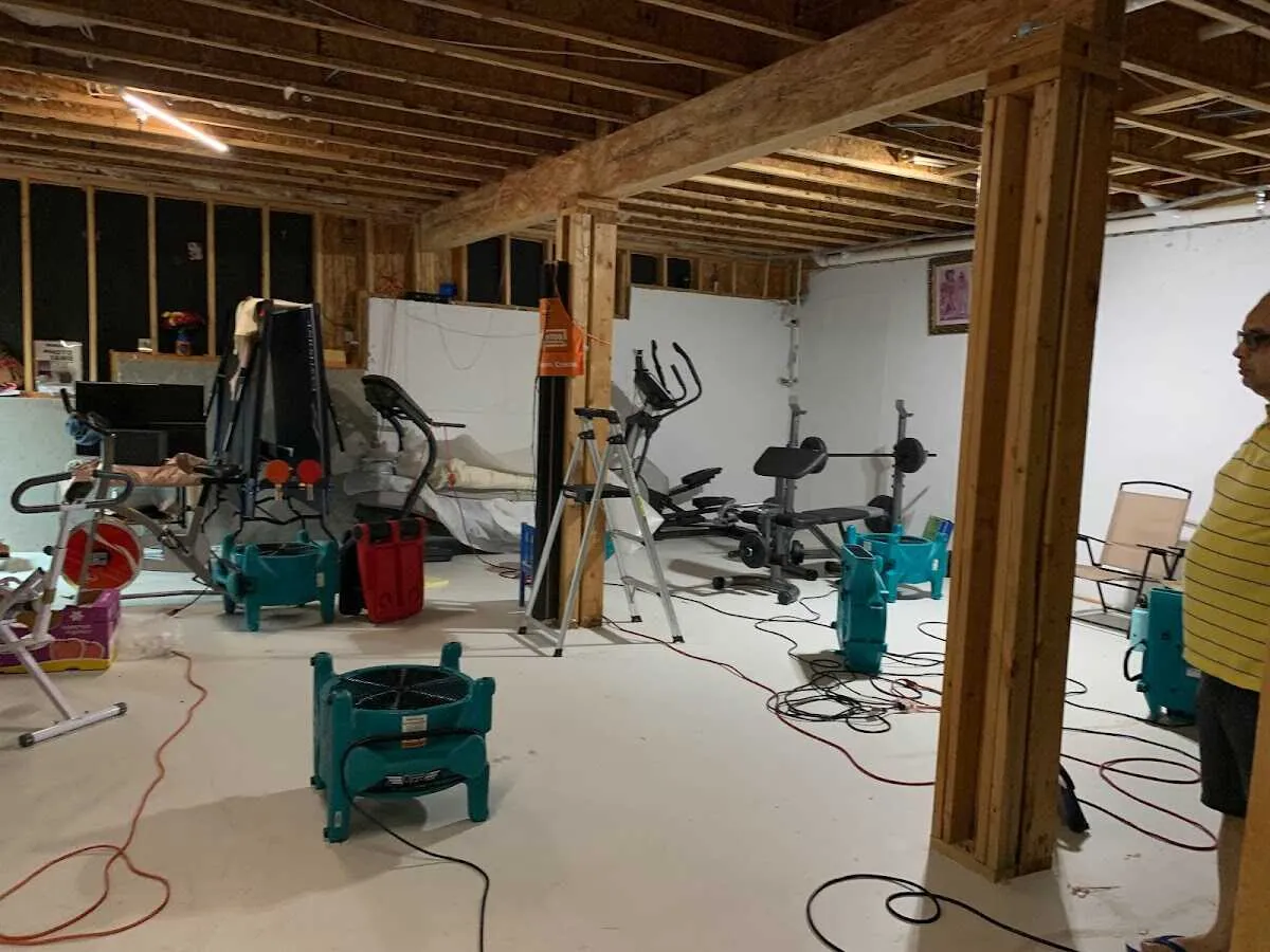 Basement drying equipment setup for Structural Drying in Evansville