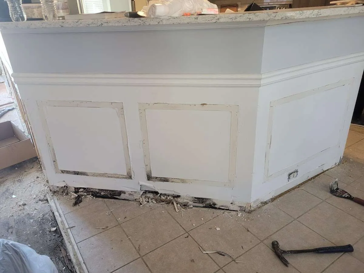 Water damage and mold on kitchen during Storm Damage Restoration in Evansville